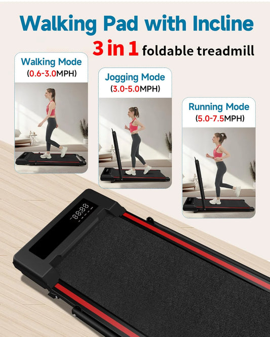 Walking Pad with Incline, Walking Pad Treadmill 2 in 1 Walking Pad for Walking and Jogging, 2.5HP Compact Treadmill for Home Office with Remote Control, LED Display