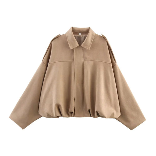 Women's Army Elegant Bomber Jackets Coats Fashion Turn-down Collar
