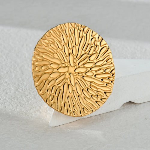 New Trendy 18K Gold-plated Flowers Ring For Women Stylish Vintage