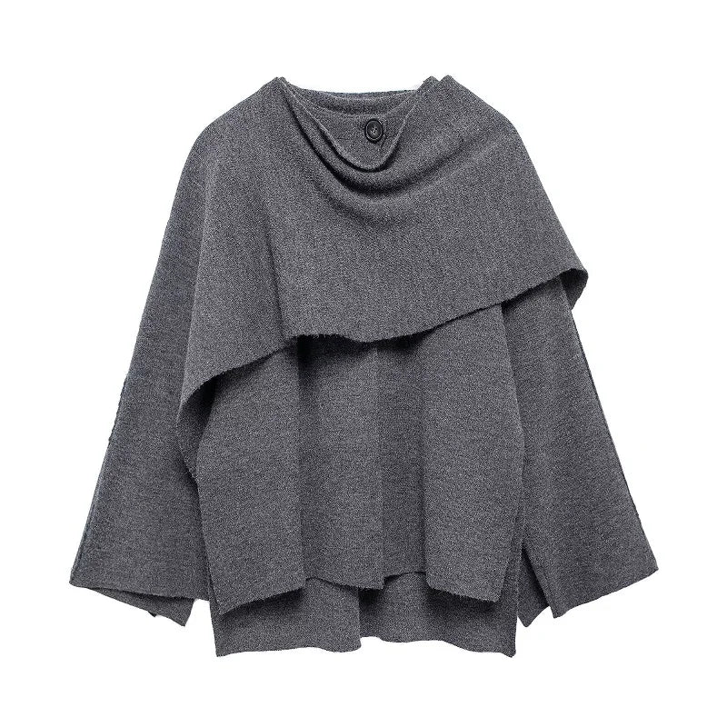 MUJER Belt Poncho Capes Women Black Cloaks Winter Coats Woman 2025 Bat