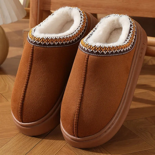 2025 Winter Home Cozy Fluffy Platform Slippers for Women Plush Warm