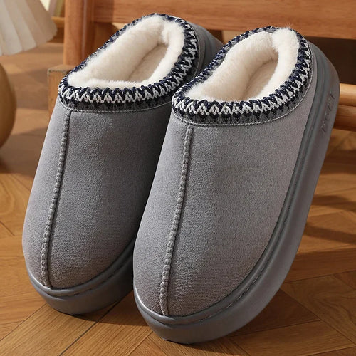 2025 Winter Home Cozy Fluffy Platform Slippers for Women Plush Warm