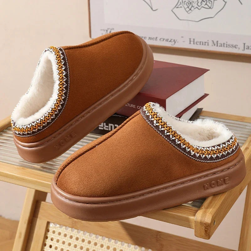 2025 Winter Home Cozy Fluffy Platform Slippers for Women Plush Warm