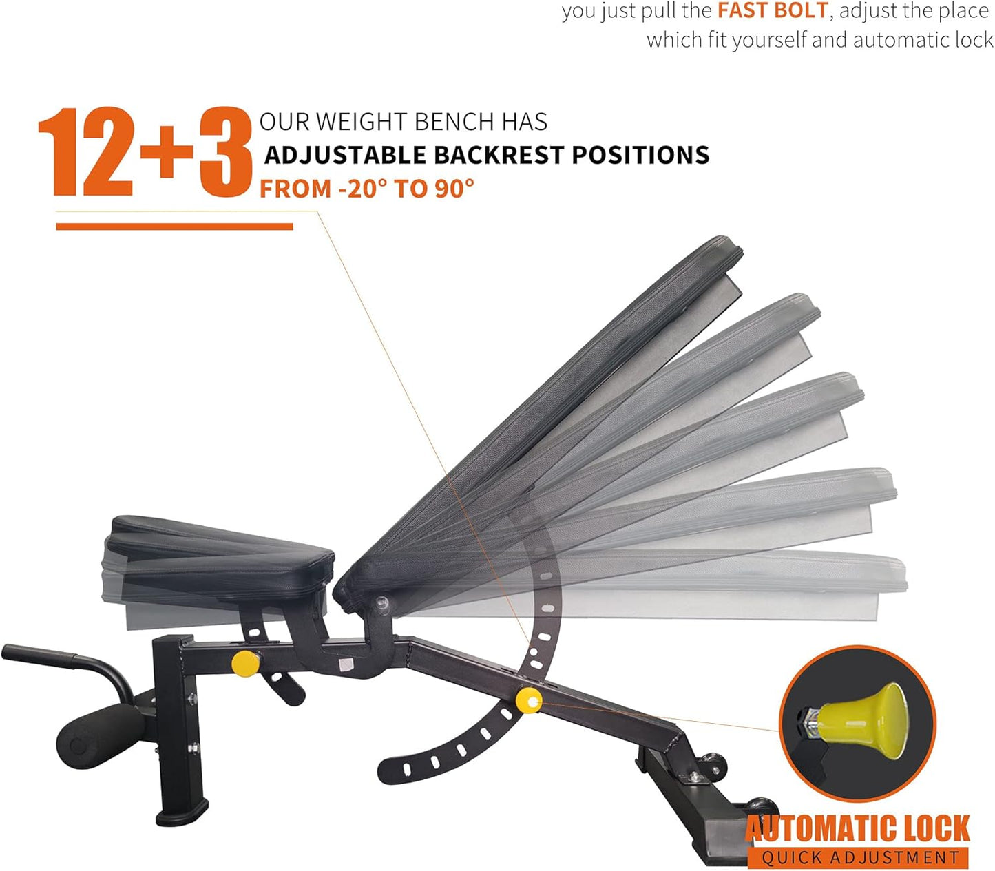 Home Gym Weight Bench Adjustable 66Lbs Cast Iron Dumbbell Set, Multifunctional Strength Training Bench Press Sets, Full Body Office Workout Sets for Men Women