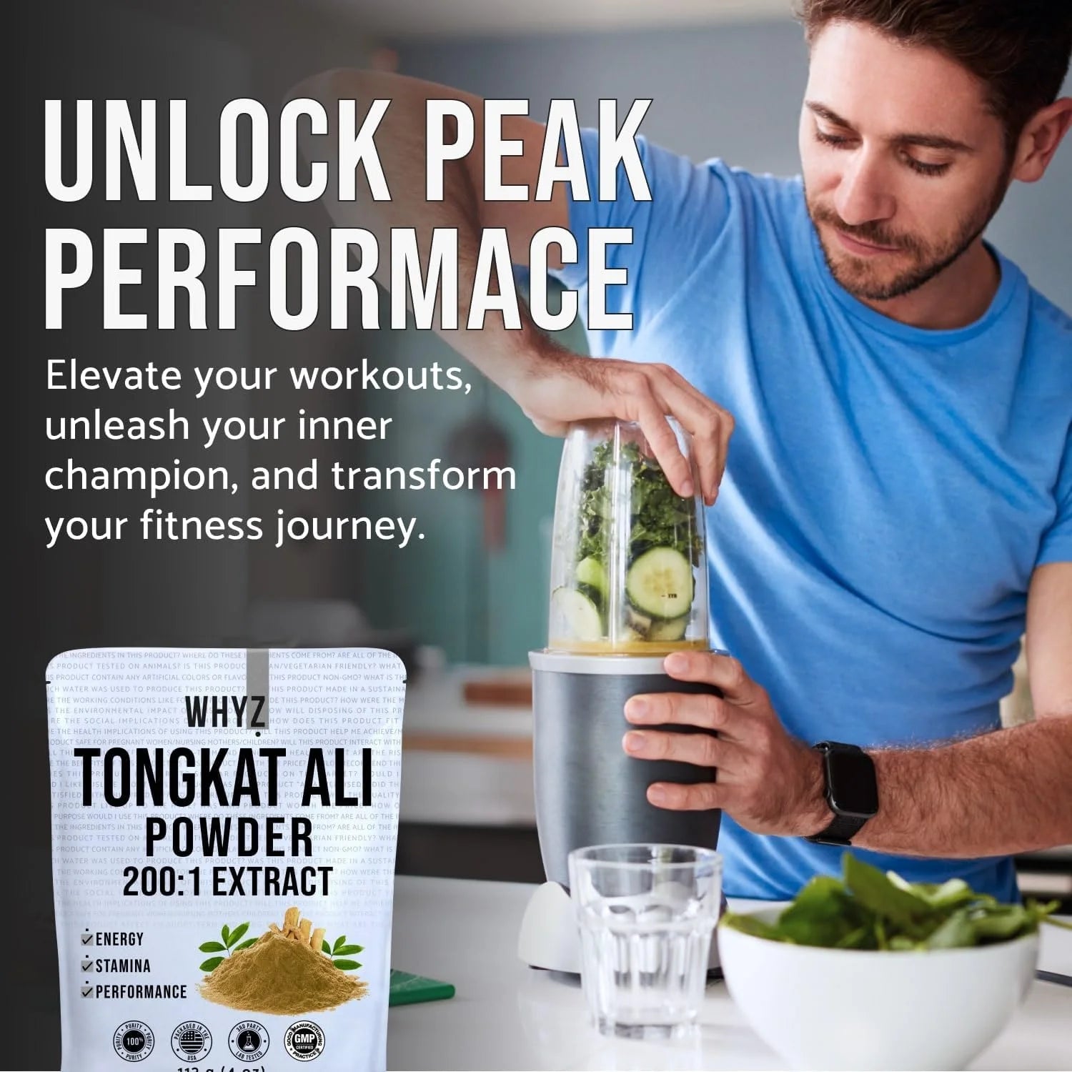Tongkat Ali Powder, Longjack Extract, Boost Workout Performance, Dietary Supplement 113G