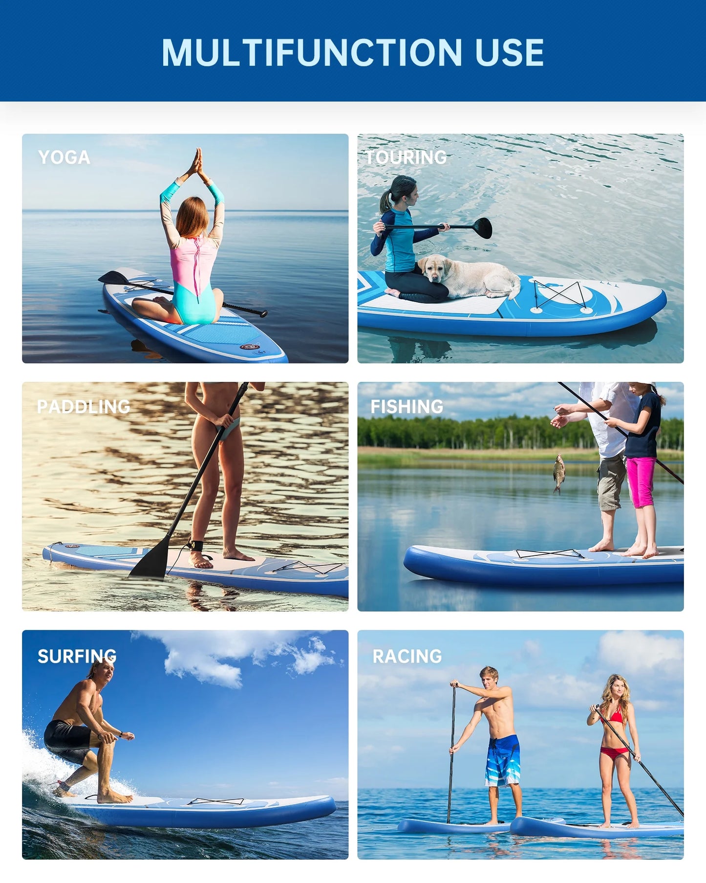 Inflatable Paddle Board Stand up Paddle Board 6 in Thick with Sup Accessories and Carry Bag and Fast Pumping for Adults and Youth
