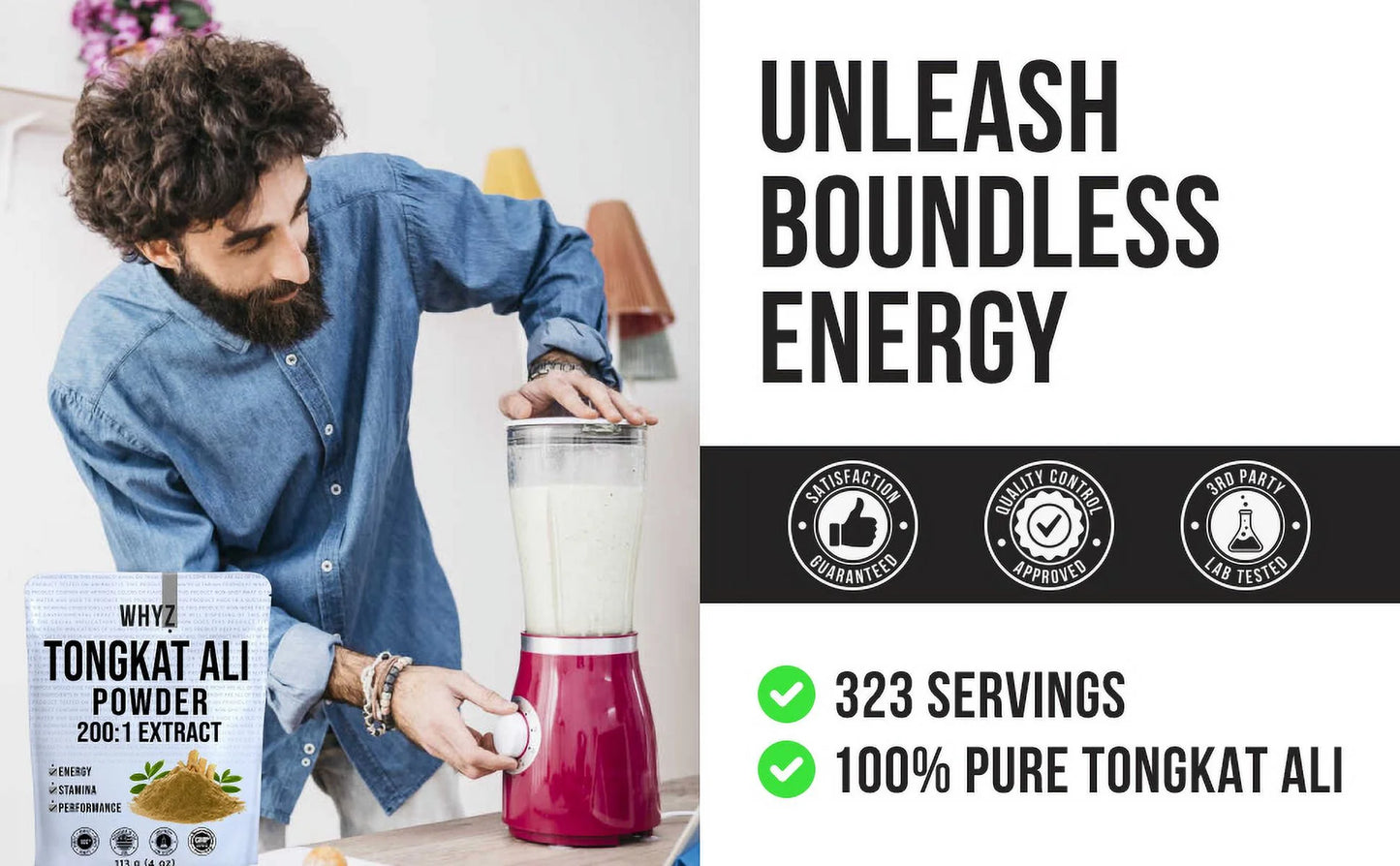 Tongkat Ali Powder, Longjack Extract, Boost Workout Performance, Dietary Supplement 113G