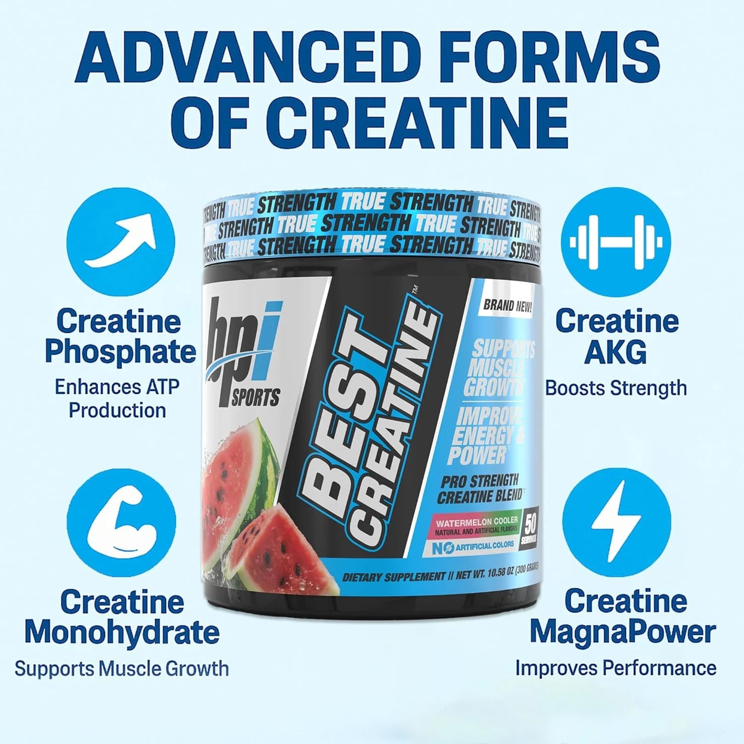 Best Creatine - Creatine Monohydrate, Himalayan Salt - Strength, Pump, Endurance, Muscle Growth, Muscle Definition - No Bloat - Watermelon Cooler - 50 Servings - 10.58 Ounce