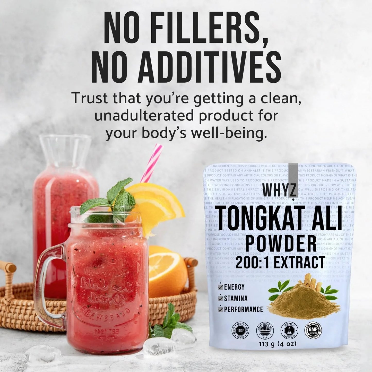 Tongkat Ali Powder, Longjack Extract, Boost Workout Performance, Dietary Supplement 113G