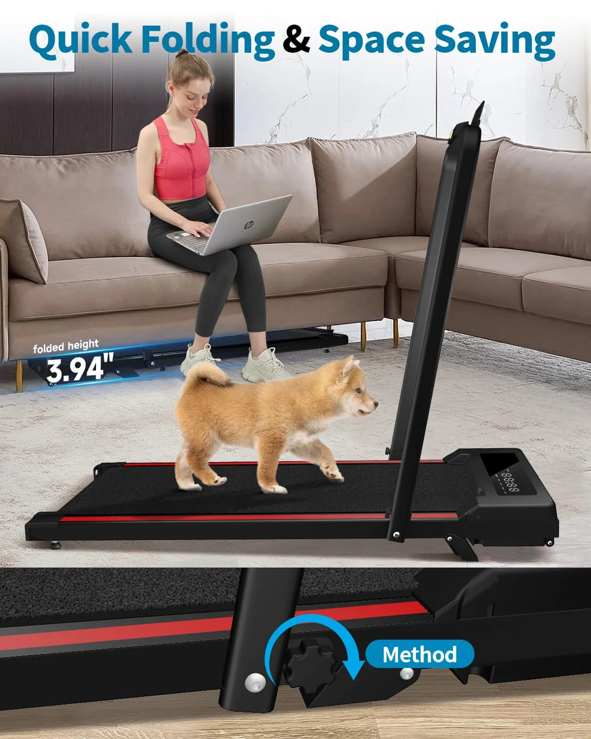 Walking Pad with Incline, Walking Pad Treadmill 2 in 1 Walking Pad for Walking and Jogging, 2.5HP Compact Treadmill for Home Office with Remote Control, LED Display