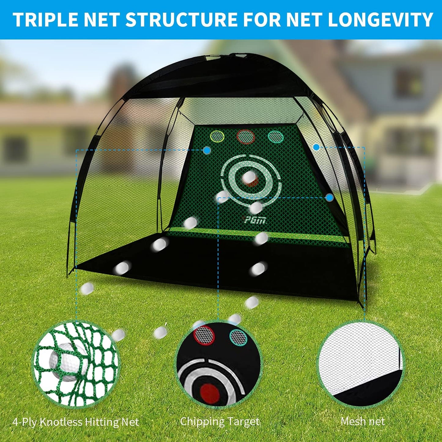 Ultimate Golf Practice Net - 10x7 Feet Heavy Duty Golf Hitting System for Backyard Training and Indoor Use