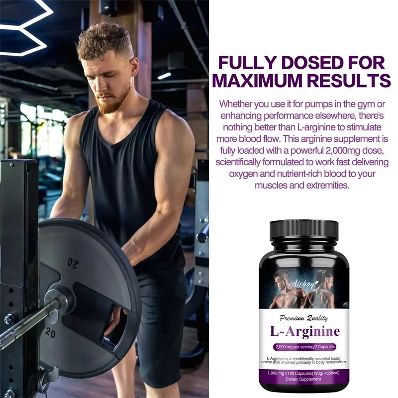 L-Arginine - Increase for Energy, Strength,Vascular and Endurance Support during Exercise | Muscle Mas