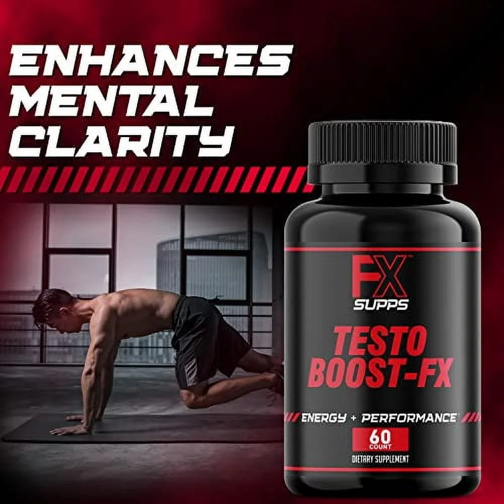 Testo Boost-Fx, Extra Strength Testosterone Booster for Muscle Growth, 60 Capsules