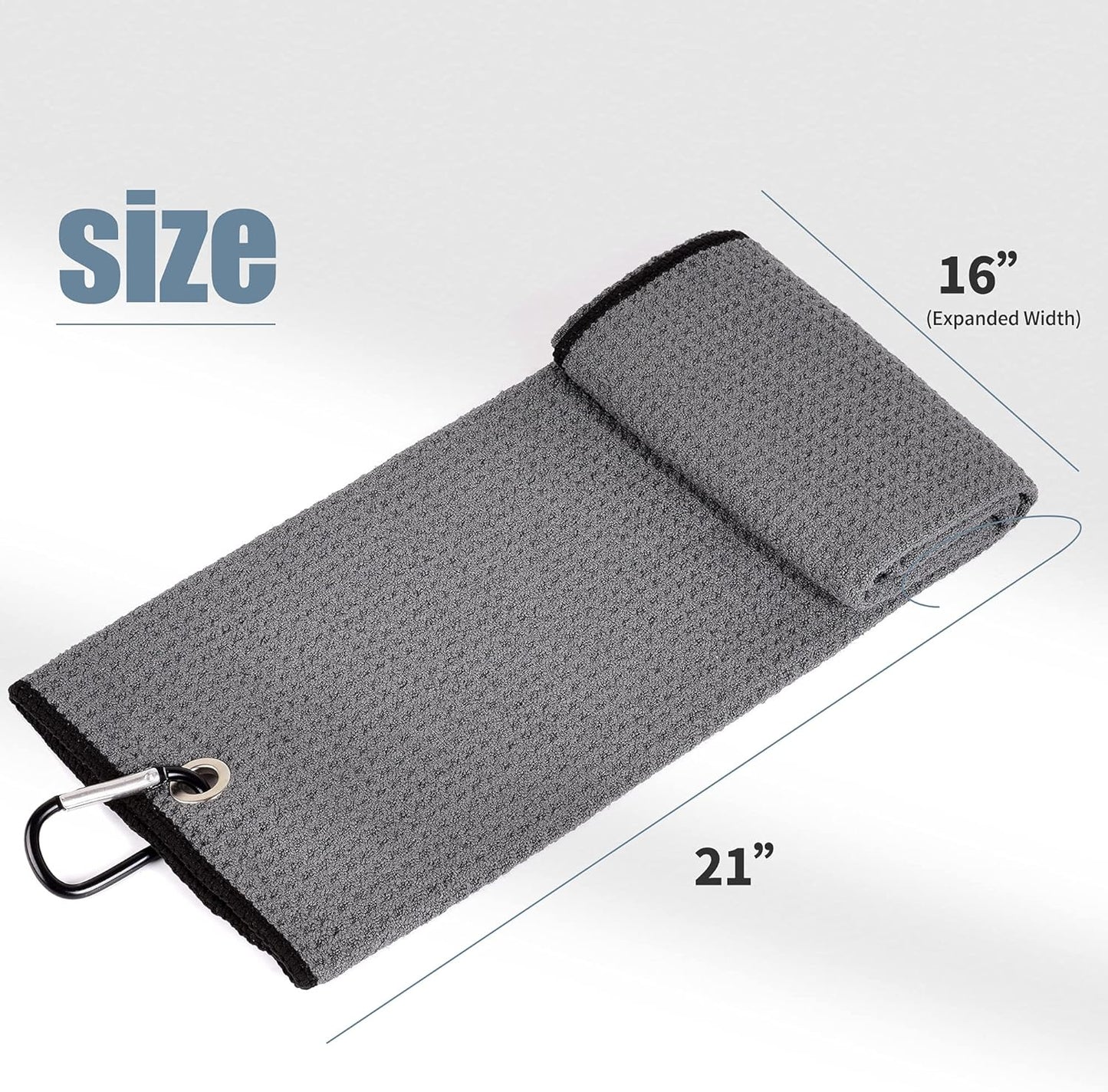 Golf Towels - Microfiber Waffle Pattern Tri-Fold, Brush Tool Kit with Club Groove Cleaner with Retractable Cord and Clip, for Men Women, Golf Gift