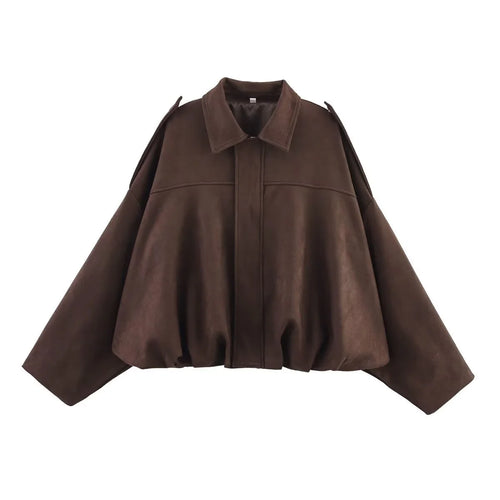Women's Army Elegant Bomber Jackets Coats Fashion Turn-down Collar