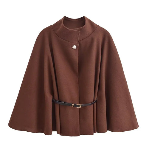 MUJER Belt Poncho Capes Women Black Cloaks Winter Coats Woman 2025 Bat