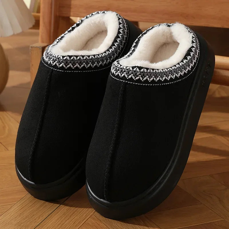 2025 Winter Home Cozy Fluffy Platform Slippers for Women Plush Warm