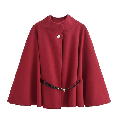 MUJER Belt Poncho Capes Women Black Cloaks Winter Coats Woman 2025 Bat