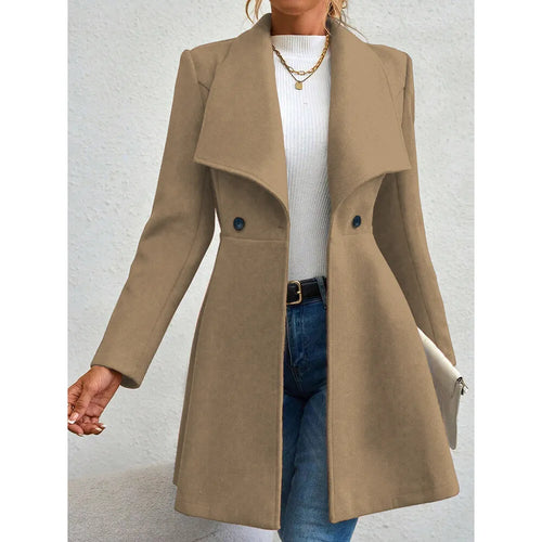 Mia Muse Women's Coats Winter Solid Color Long Sleeve Lapel Button-Up