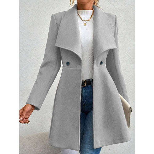 Mia Muse Women's Coats Winter Solid Color Long Sleeve Lapel Button-Up