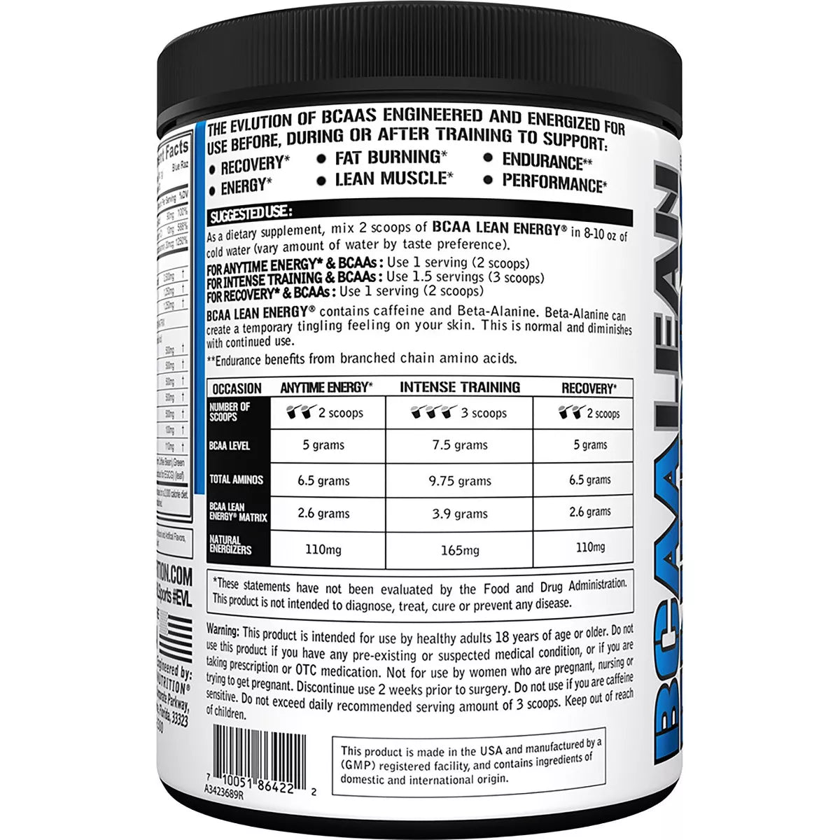 Evlution Nutrition BCAA Lean Energy - Fat Burner & Energy & Endurance