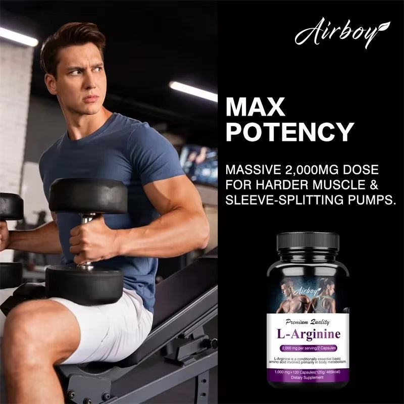 L-Arginine - Increase for Energy, Strength,Vascular and Endurance Support during Exercise | Muscle Mas