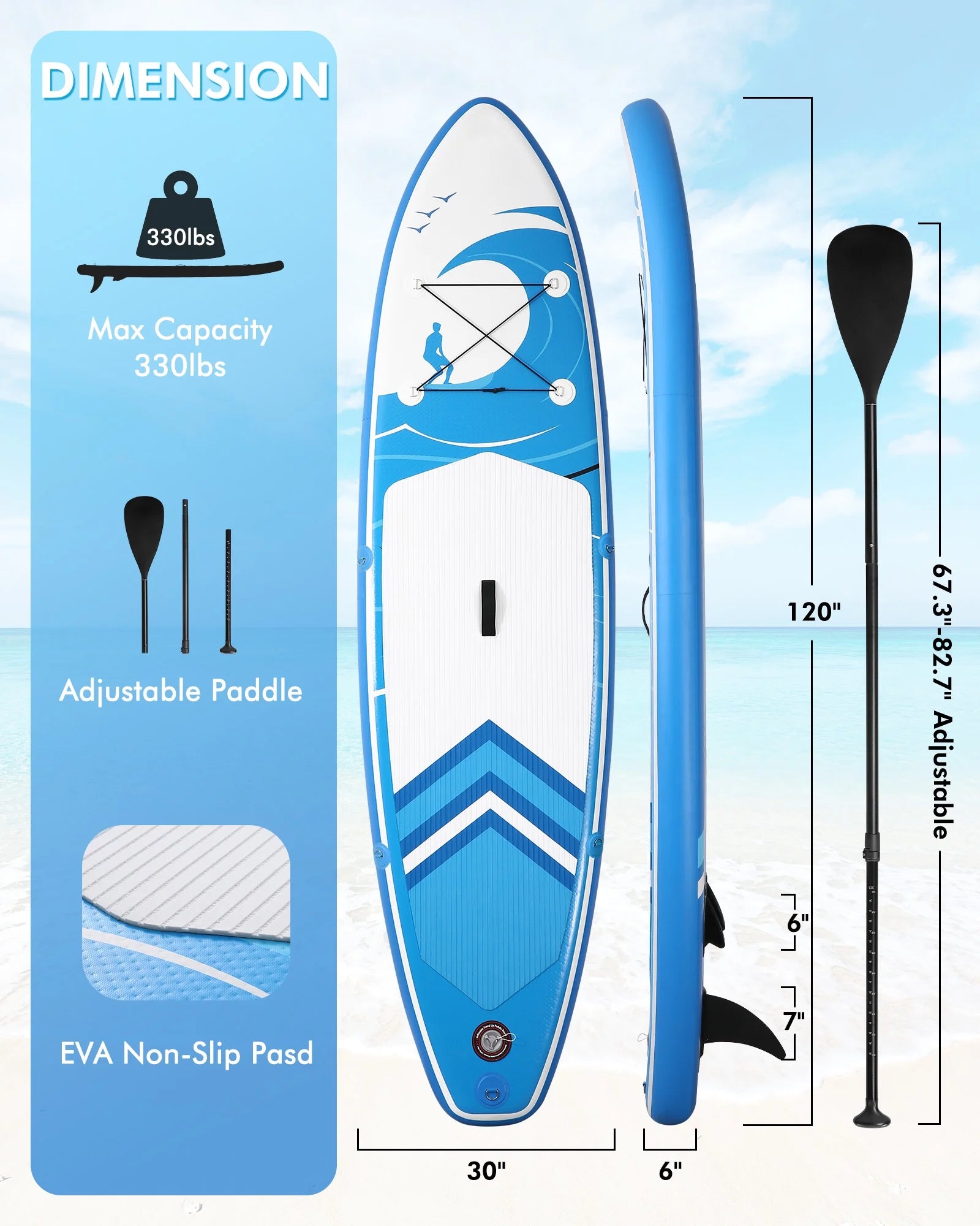 Inflatable Paddle Board Stand up Paddle Board 6 in Thick with Sup Accessories and Carry Bag and Fast Pumping for Adults and Youth