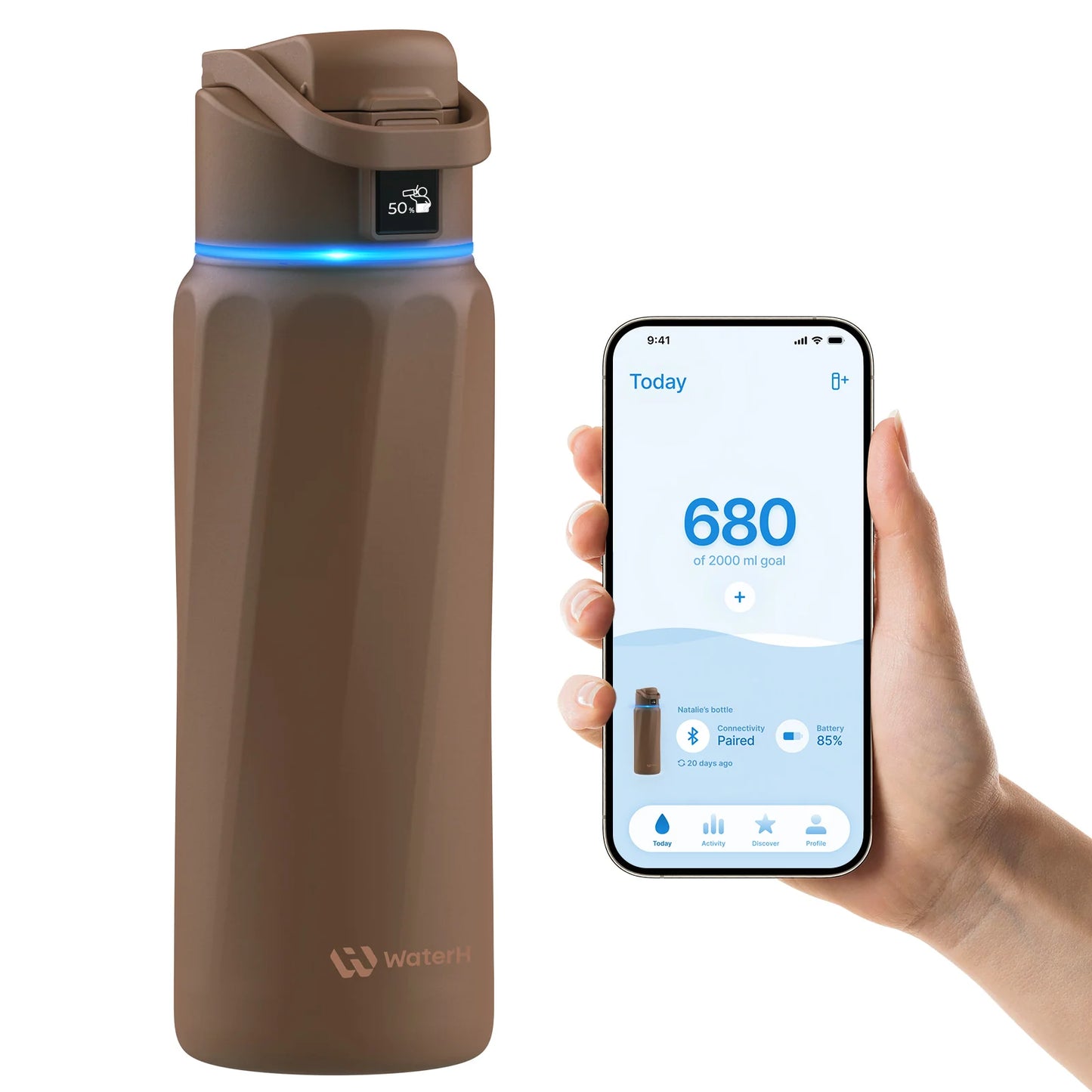 Waterh Boost Smart Water Bottle: 32 Oz Hydration Tracker with APP & Insulation